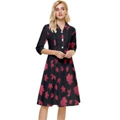 Red Autumn Leaves Autumn Forest Classy Knee Length Dress by Ravend