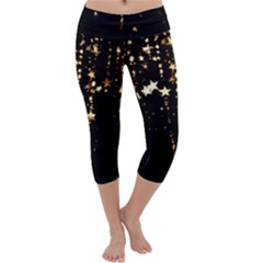 Stars Christmas Background Pattern Capri Yoga Leggings by danenraven