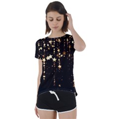 Stars Christmas Background Pattern Short Sleeve Foldover Tee by danenraven