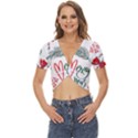 Merry Xmas Seamless Christmas Pattern Twist Front Crop Top View1