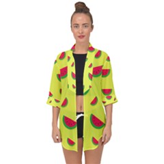 Watermelon Pattern Wallpaper Open Front Chiffon Kimono by Wegoenart