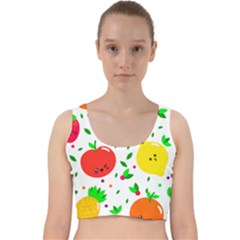 Pattern Fruit Fruits Orange Green Velvet Racer Back Crop Top by Wegoenart