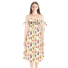 Cupcake Pattern Lollipop Shoulder Tie Bardot Midi Dress by Wegoenart