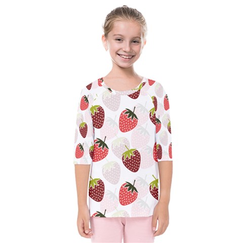 Strawberry Pattern Background Kids  Quarter Sleeve Raglan Tee by Wegoenart