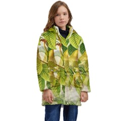 Pear Fruit Tree Organic Pattern Kid s Hooded Longline Puffer Jacket by Wegoenart