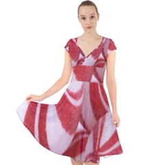 Christmas Candy Cap Sleeve Front Wrap Midi Dress by artworkshop