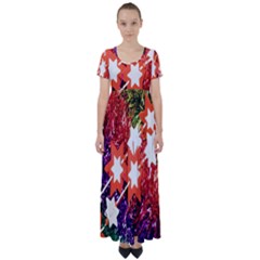 Christmas Decoration 3 High Waist Short Sleeve Maxi Dress by artworkshop