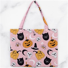 Pumpkin Cat Pattern Skull Mini Tote Bag by Wegoenart