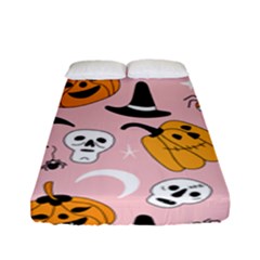 Pumpkin Cat Pattern Skull Fitted Sheet (full/ Double Size) by Wegoenart