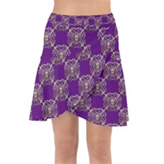 Background Pattern Design Wrap Front Skirt by Wegoenart