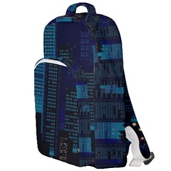 City Building Pixel Art Vaporwave Double Compartment Backpack by danenraven