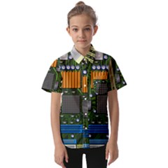 Illustration Motherboard Pc Computer Kids  Short Sleeve Shirt by danenraven