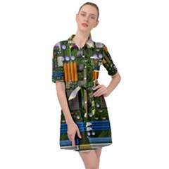 Illustration Motherboard Pc Computer Belted Shirt Dress by danenraven