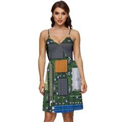 Illustration Motherboard Pc Computer V-neck Pocket Summer Dress  by danenraven