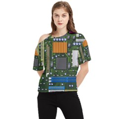 Illustration Motherboard Pc Computer One Shoulder Cut Out Tee by danenraven