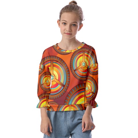 Shield Background Texture Pattern Kids  Cuff Sleeve Top by Wegoenart