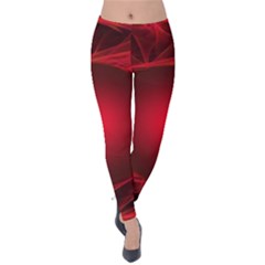 Red Abstract Scratched Doodle Grease Velvet Leggings by Wegoenart