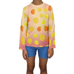 Fruits-gradient,orange Kids  Long Sleeve Swimwear by nateshop