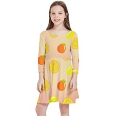 Fruits-gradient,orange Kids  Quarter Sleeve Skater Dress by nateshop