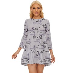 Pattern Wallpaper Math Formula Albert Einstein Long Sleeve Babydoll Dress by danenraven