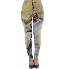 Flower Lightweight Velour Leggings by nateshop