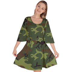 Green Brown Camouflage Velour Kimono Dress by nateshop