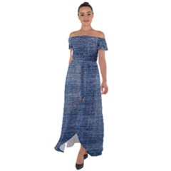 Jeans Off Shoulder Open Front Chiffon Dress by nateshop