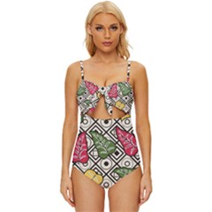 Leaves Knot Front One-piece Swimsuit