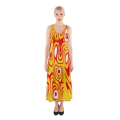 Red-yellow Sleeveless Maxi Dress by nateshop