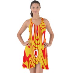 Red-yellow Show Some Back Chiffon Dress by nateshop