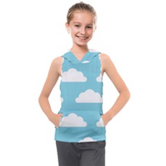 Clouds Blue Pattern Kids  Sleeveless Hoodie by ConteMonfrey