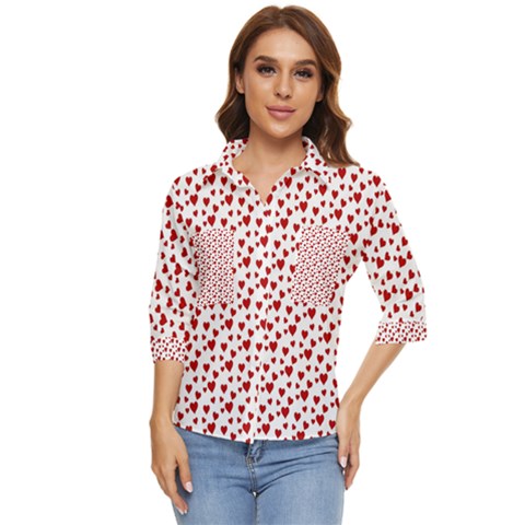 Billions Of Hearts Women s Quarter Sleeve Pocket Shirt by ConteMonfrey