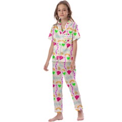 Geometric Shape Pattern Shapes Kids  Satin Short Sleeve Pajamas Set by Wegoenart