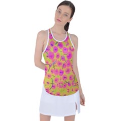 Cherries Fruit Food Neon Texture Fluorescent Racer Back Mesh Tank Top by Wegoenart