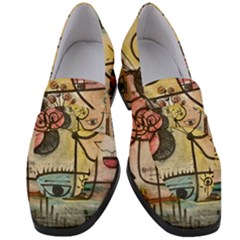 Puzzle Abstract Drawing Mysterious Women s Chunky Heel Loafers by Wegoenart