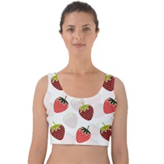 Strawberry Fruit Pattern Background Velvet Crop Top by Wegoenart