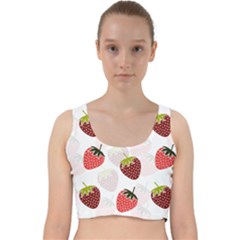 Strawberry Fruit Pattern Background Velvet Racer Back Crop Top by Wegoenart