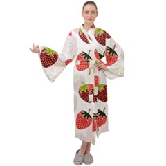 Strawberry Fruit Pattern Background Maxi Velour Kimono by Wegoenart