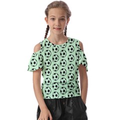 Pattern Ball Soccer Background Kids  Butterfly Cutout Tee by Wegoenart