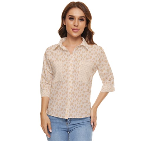 Romantic Little Hearts   Women s Quarter Sleeve Pocket Shirt by ConteMonfrey