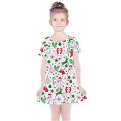 Christmas-seamless-green  Kids  Simple Cotton Dress by nateshop