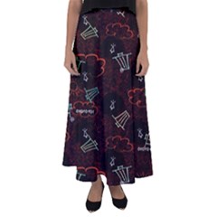 Geometric Pattern Recycle Bin Flared Maxi Skirt by Ravend