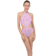 Background Back To School Bright Halter Side Cut Swimsuit by Ravend