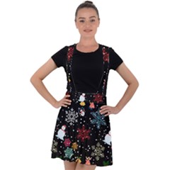 Christmas Thanksgiving Pattern Velvet Suspender Skater Skirt by Ravend