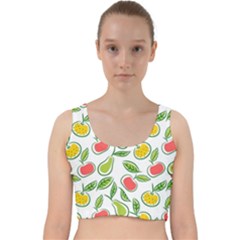 Fruit Fruits Food Illustration Background Pattern Velvet Racer Back Crop Top by Ravend