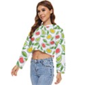 Fruit Fruits Food Illustration Background Pattern Women s Lightweight Cropped Hoodie View2