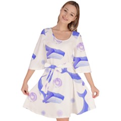 Whale Fish Sea Pattern Mammal Ocean Velour Kimono Dress by Ravend