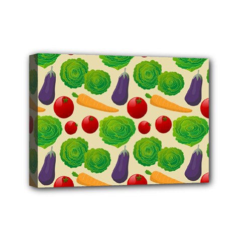 Food Illustration Pattern Texture Mini Canvas 7  X 5  (stretched) by Ravend