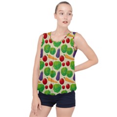 Food Illustration Pattern Texture Bubble Hem Chiffon Tank Top by Ravend