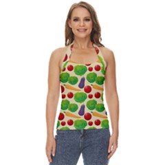 Food Illustration Pattern Texture Basic Halter Top by Ravend